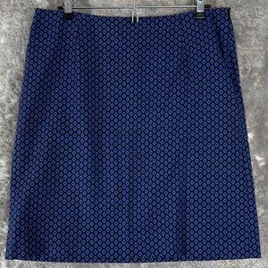 LL Bean Size 8 Favorite Fit Geometric Stretch Mini Pencil Skirt Navy Zip Casual